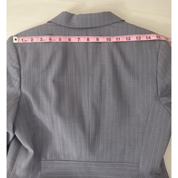 Banana Republic Wool Jacket Blazer Gray with Lilac Stripes Stretch Women's Sz 8 - Picture 13 of 16